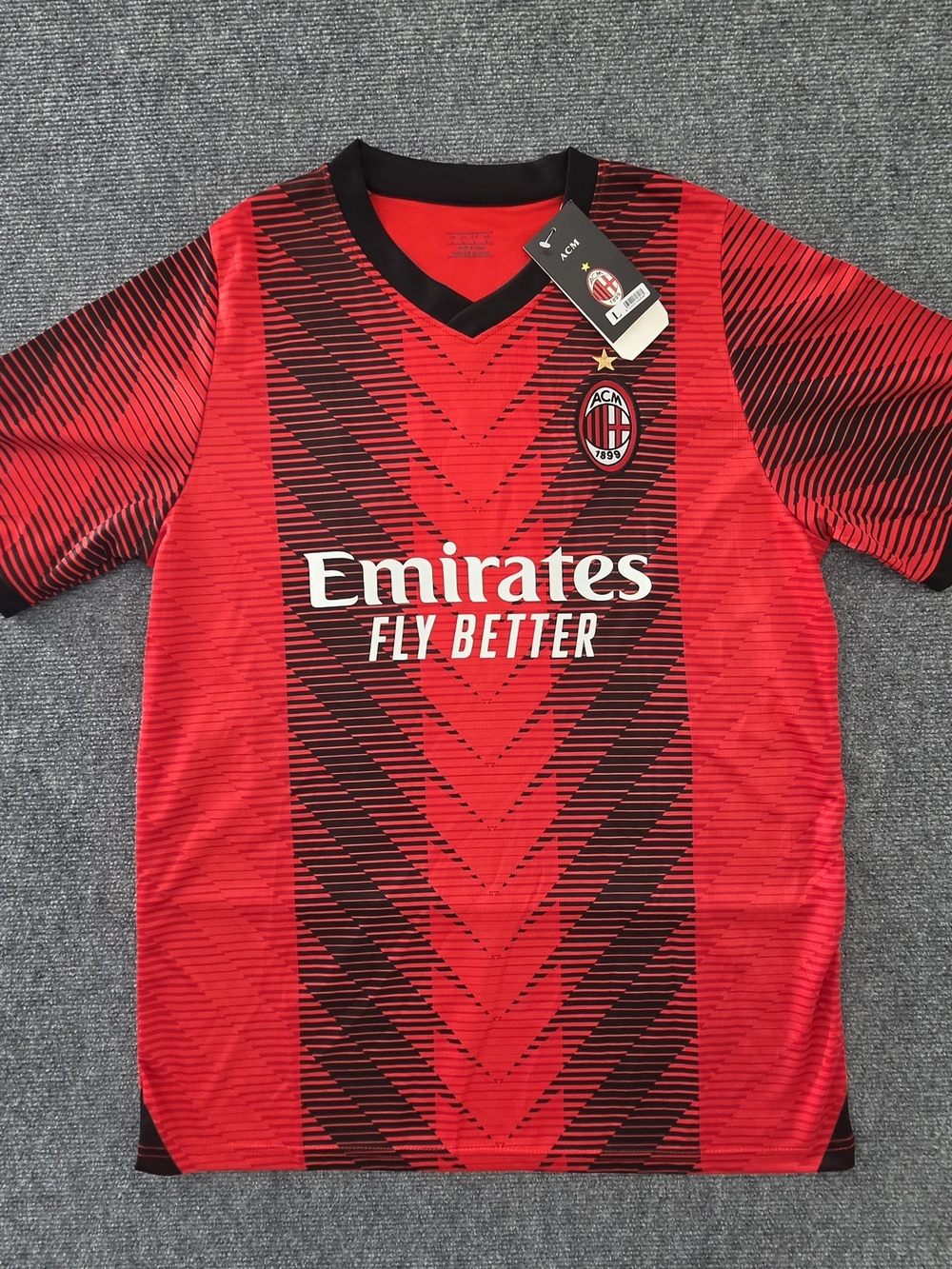 NWT AC Milan Jersey Men's Size Large #47 Wefox 2023/2024 Red Black